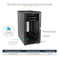 StarTech.com RK1836BKF rack cabinet 18U Freestanding rack Black
