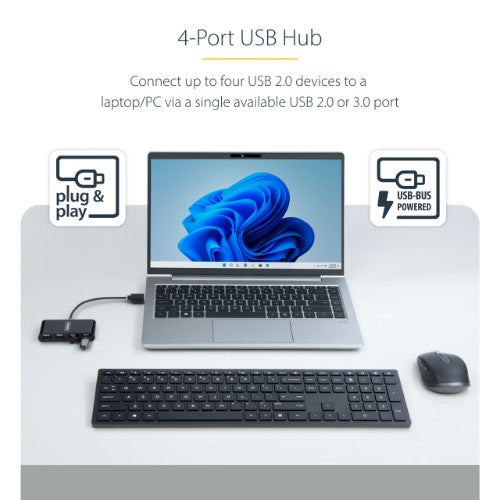 StarTech.com ST4200MINI2-USB-HUB interface hub USB 2.0 480 Mbit/s Black