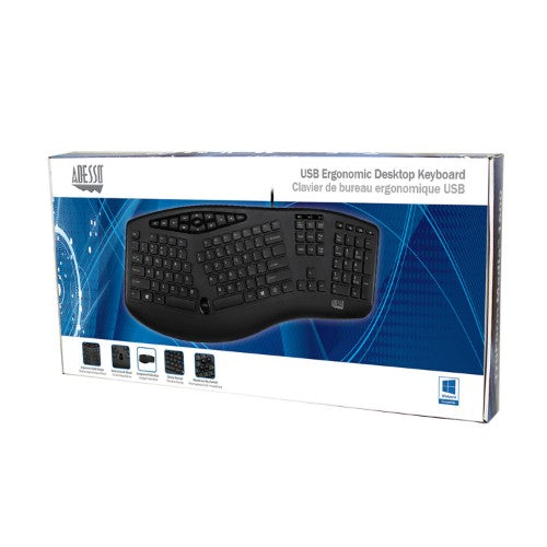 Adesso AKB-160UB keyboard Office USB AZERTY French Black