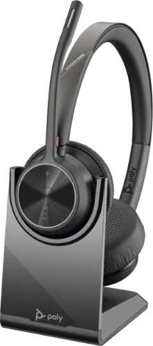 HP Poly Voyager 4320 UC Stereo USB-A Headset +BT700 USB-A Adapter +Charging Stand
