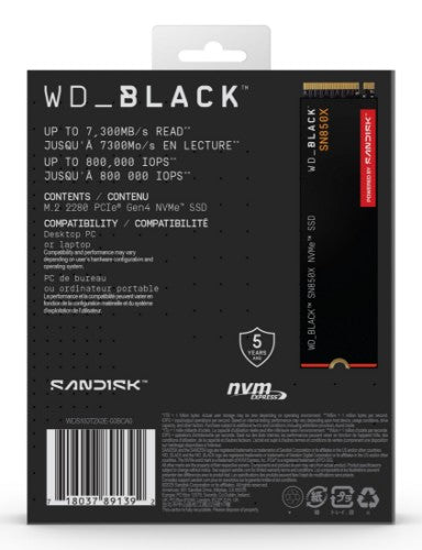 Western Digital Black WD_BLACK SN850X NVMe 1 TB M.2 PCI Express 4.0