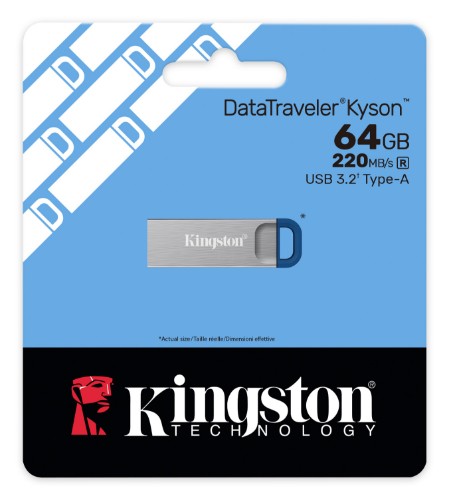 Kingston Technology DataTraveler Kyson USB flash drive 64 GB USB Type-A 3.2 Gen 1 (3.1 Gen 1) Stainless steel
