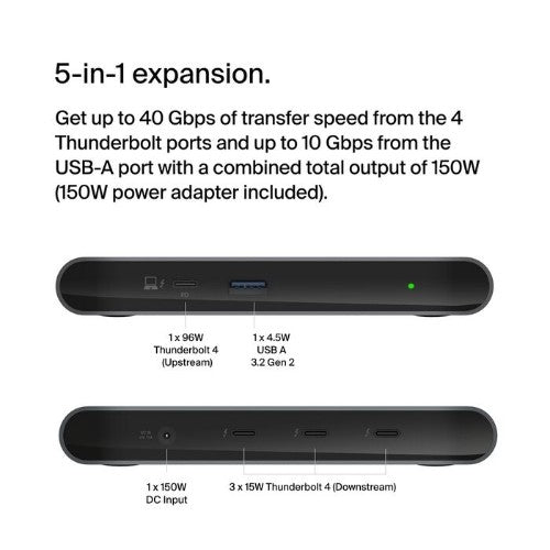 Belkin THUNDERBOLT 4 HUB 40000 Mbit/s Black, Gray
