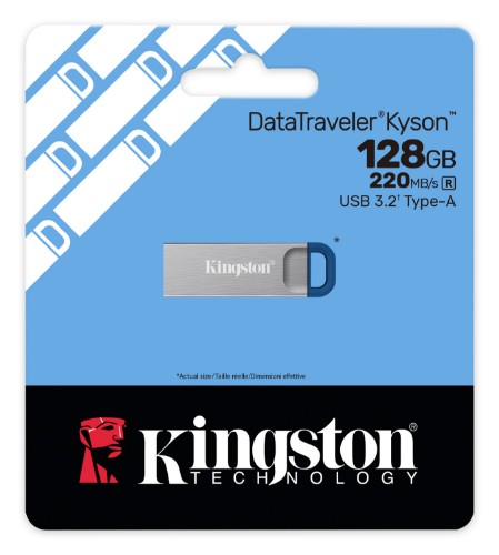 Kingston Technology DataTraveler Kyson USB flash drive 128 GB USB Type-A 3.2 Gen 1 (3.1 Gen 1) Stainless steel