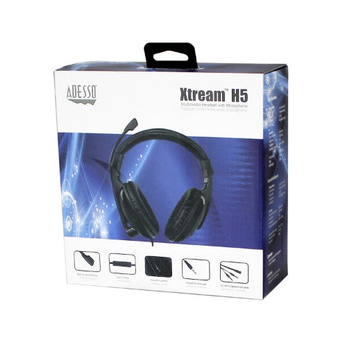 Adesso Xtream H5 Headphones Wired Head-band Black