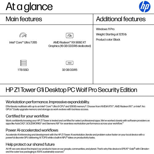 HP Z1 Tower G1i Desktop PC Wolf Pro Security Edition