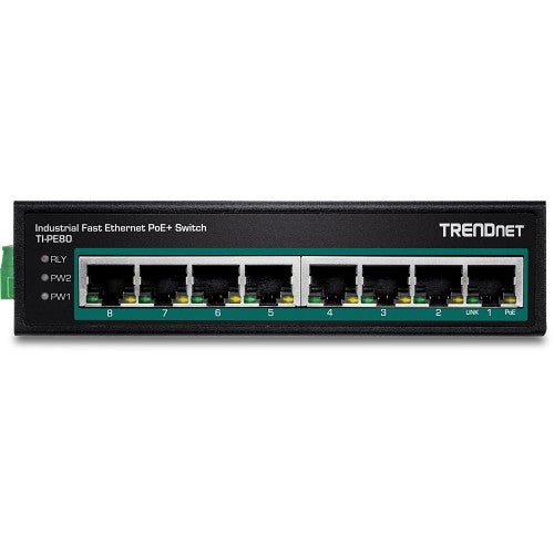 Trendnet TI-PE80 network switch Unmanaged Fast Ethernet (10/100) Power over Ethernet (PoE) Black
