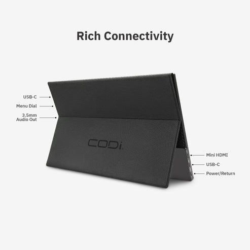CODi MO16P-2C portable TV/monitor Portable monitor Black 16" LED 2560 x 1600 pixels