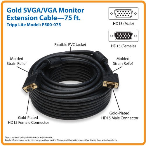Tripp Lite P500-075 VGA cable 900" (22.9 m) VGA (D-Sub) Black