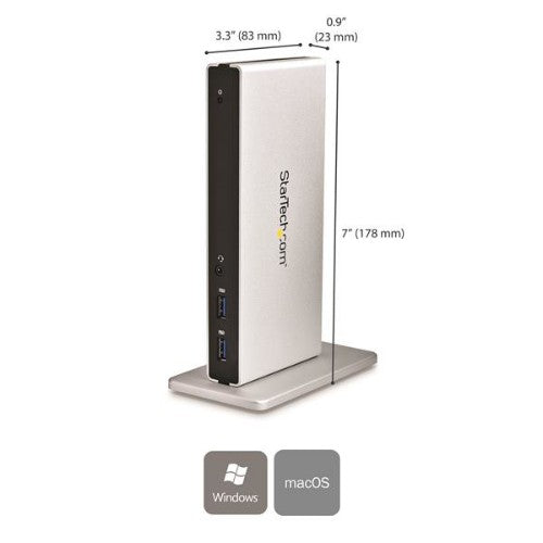 StarTech.com USB3SDOCKDD laptop dock/port replicator Wired USB 3.2 Gen 1 (3.1 Gen 1) Type-B Black, Silver