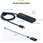 StarTech.com H5C4A-USB-HUB-2 interface hub USB 3.2 Gen 1 (3.1 Gen 1) Type-C 5000 Mbit/s Black