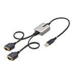 StarTech.com 2P1FFC-USB-SERIAL cable gender changer USB-A 2 x DB-9 RS-232 Black, Gray