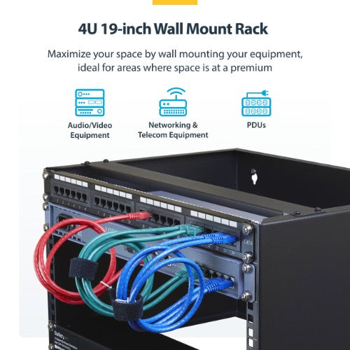 StarTech.com WALLMOUNT4 rack cabinet 4U Wall mounted rack Black