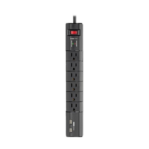 Tripp Lite TLP608RUSBB surge protector Black 6 AC outlet(s) 96.1" (2.44 m)
