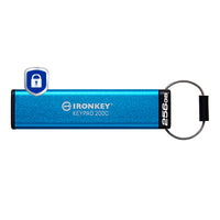 Kingston Technology IronKey Keypad 200 USB flash drive 256 GB USB Type-C 3.2 Gen 1 (3.1 Gen 1) Blue