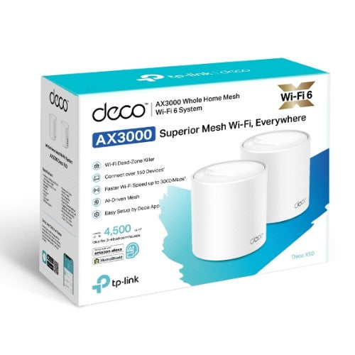 TP-Link Deco X50 (2-pack) Dual-band (2.4 GHz / 5 GHz) Wi-Fi 6 (802.11ax) White 3 Internal