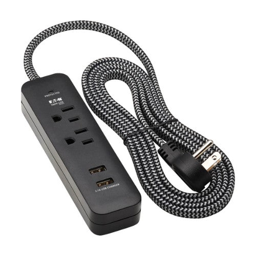 Tripp Lite TLP206USB surge protector Black 2 AC outlet(s) 110 - 125 V 72" (1.83 m)