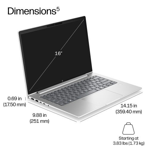 HP ProBook 4 G2i 16 inch Notebook Next Gen AI PC Copilot+ PC Intel Core Ultra 7 Laptop 16" WUXGA 32 GB DDR5-SDRAM 512 GB SSD Wi-Fi 7 (802.11be) Windows 11 Pro Silver
