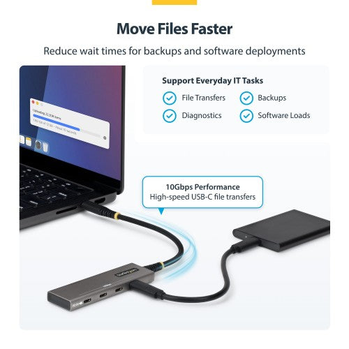 StarTech.com 309B-USBC-HUB interface hub USB 3.2 Gen 2 (3.1 Gen 2) Type-C 10000 Mbit/s Gray