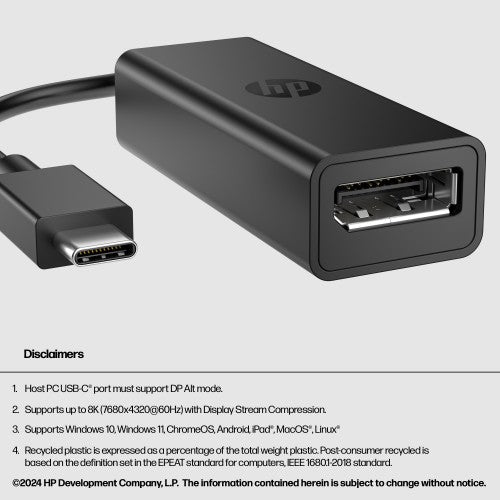 HP USB-C to DisplayPort Adapter G2 TAA