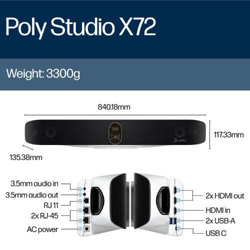 HP Poly Studio X72 All-In-One Video Bar