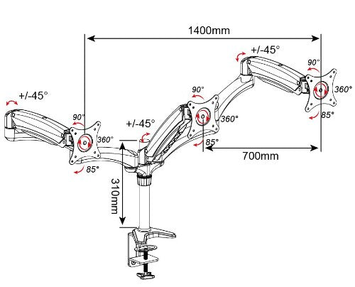 Amer Networks Hydra 3 29" Clamp Black, Chrome, White
