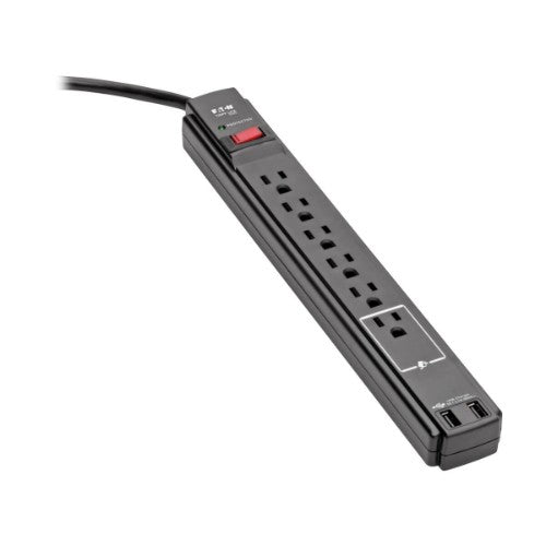 Tripp Lite TLP606USBB surge protector Black 6 AC outlet(s) 120 V 74.8" (1.9 m)