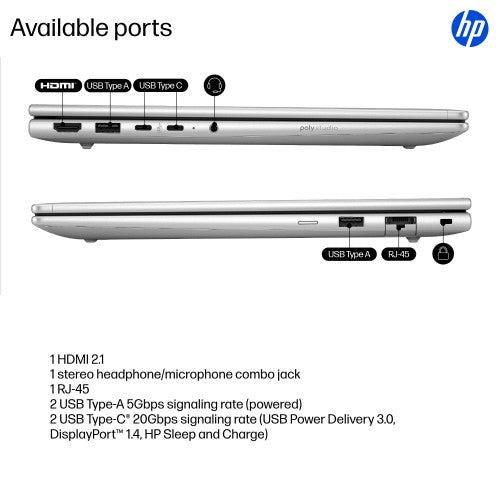 HP ProBook 4 G1iR 14 Intel Core Ultra 7 255U Laptop 14" WUXGA 32 GB DDR5-SDRAM 512 GB SSD Wi-Fi 6E (802.11ax) Windows 11 Pro Silver