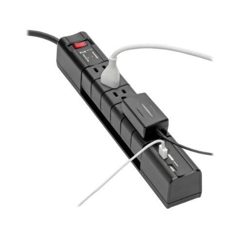 Tripp Lite TLP608RUSBB surge protector Black 6 AC outlet(s) 96.1" (2.44 m)