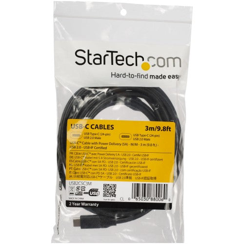 StarTech.com USB2C5C3M USB cable USB 2.0 118.1" (3 m) USB C Black