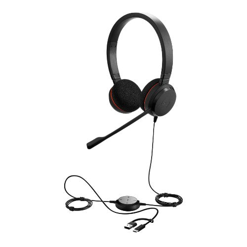 Jabra Evolve 20 Headset Wired Head-band Office/Call center USB Type-C / USB Type-A Black