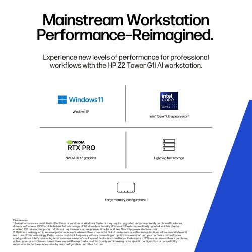 HP Z2 G1i Wolf Pro Security Edition Intel Core Ultra 7 265K 32 GB DDR5-SDRAM 1 TB SSD NVIDIA RTX 2000 Ada Windows 11 Pro Tower Workstation AI Workstation, AI PC Black