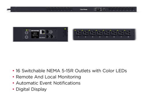 CyberPower PDU41116 power distribution unit (PDU) 16 AC outlet(s) 0U Black