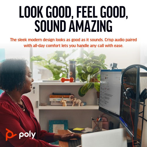 HP Poly Blackwire 3310 Monaural USB-C Headset +USB-C/A Adapter