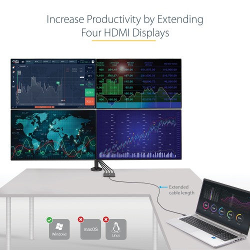 StarTech.com USB32HD4 USB graphics adapter 1920 x 1080 pixels Gray