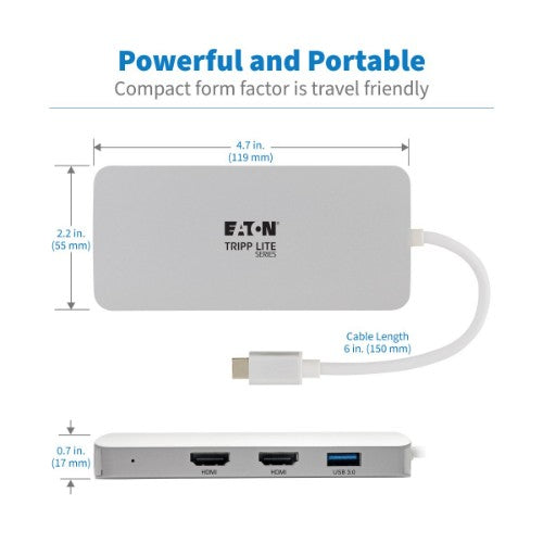 Tripp Lite U442-DOCK12-S laptop dock/port replicator USB 3.2 Gen 2 (3.1 Gen 2) Type-C Silver