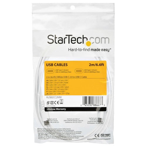 StarTech.com RUSB2CC2MW USB cable USB 2.0 78.7" (2 m) USB C White