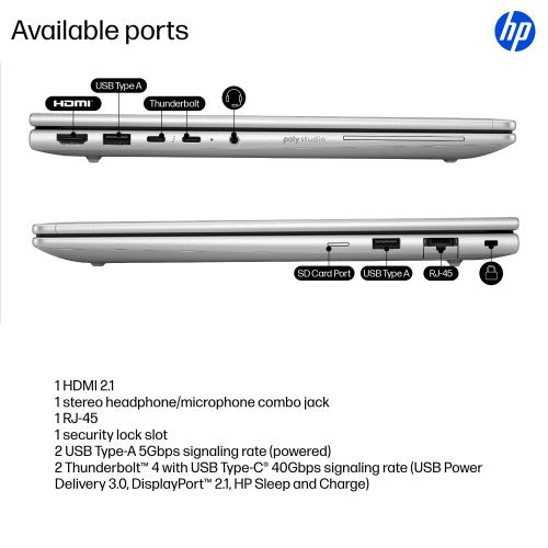 HP EliteBook 6 G1i AI PC Wolf Pro Security Edition Intel Core Ultra 7 255U Laptop 14" WUXGA 16 GB DDR5-SDRAM 512 GB SSD Wi-Fi 7 (802.11be) Windows 11 Pro Silver