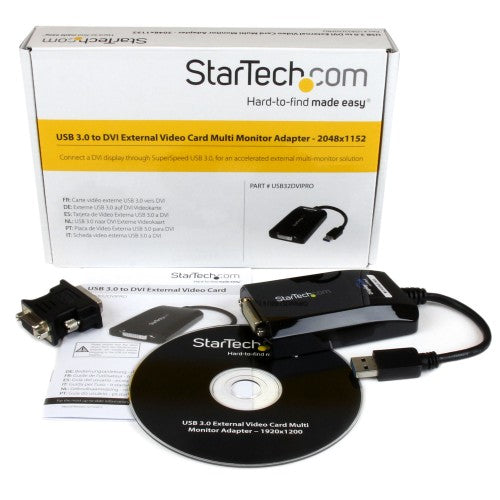StarTech.com USB32DVIPRO USB graphics adapter 2048 x 1152 pixels Black
