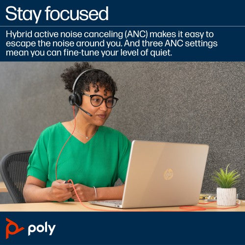 HP Poly Blackwire 8225 Stereo Microsoft Teams Certified USB-C Headset +USB-C/A Adapter