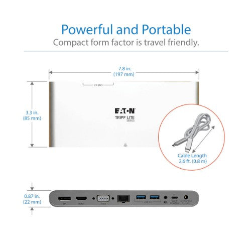 Tripp Lite U442-DOCK4-INT laptop dock/port replicator Wired USB 3.2 Gen 2 (3.1 Gen 2) Type-C Gray