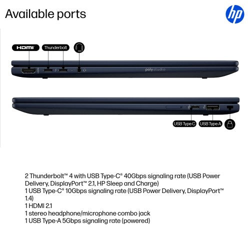HP EliteBook X Flip G1i Next Gen AI PC Wolf Pro Security Edition Copilot+ PC Intel Core Ultra 7 268V Hybrid (2-in-1) 14" Touchscreen WUXGA 32 GB LPDDR5x-SDRAM 512 GB SSD Wi-Fi 7 (802.11be) Windows 11 Pro Blue