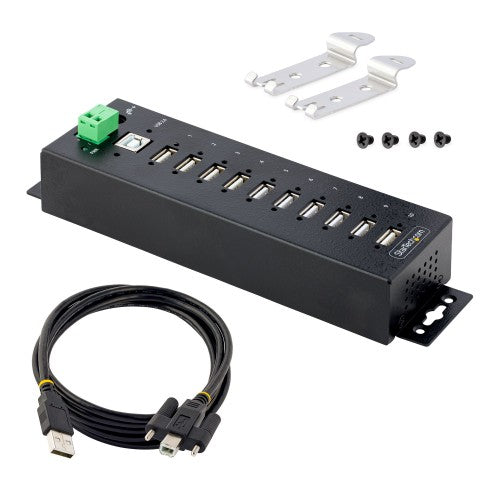StarTech.com USB210AIND-USB-A-HUB interface hub USB 2.0 Type-B 480 Mbit/s Black