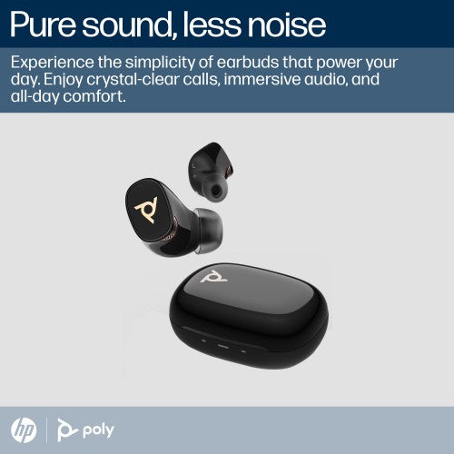 HP Poly Voyager Free 20 Black Earbuds +Basic Charge Case