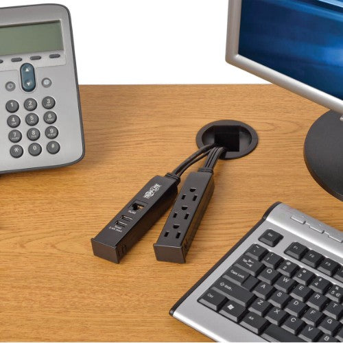 Tripp Lite TLP310DMUSB surge protector Black 3 AC outlet(s) 120 V 120" (3.05 m)