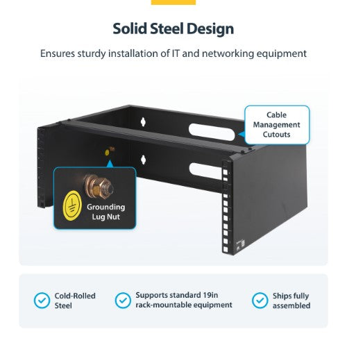 StarTech.com WALLMOUNT4 rack cabinet 4U Wall mounted rack Black