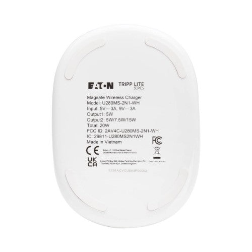 Tripp Lite U280MS-2N1-WH mobile device charger Headset, Smartphone White USB Wireless charging Indoor