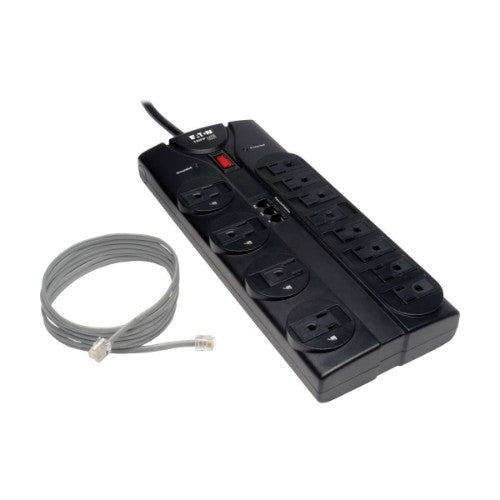 Tripp Lite TLP1208TEL surge protector Black 12 AC outlet(s) 120 V 94.5" (2.4 m)
