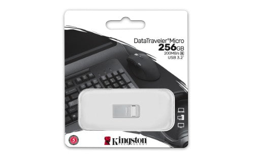 Kingston Technology DataTraveler Micro USB flash drive 256 GB USB Type-A 3.2 Gen 1 (3.1 Gen 1) Silver