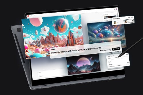 Samsung Galaxy Book4 Pro 360 NP964QGK-KS1CA laptop Intel Core Ultra 7 155H 16" Touchscreen WQXGA+ 16 GB LPDDR5x-SDRAM 512 GB SSD Wi-Fi 6E (802.11ax) Windows 11 Pro Silver